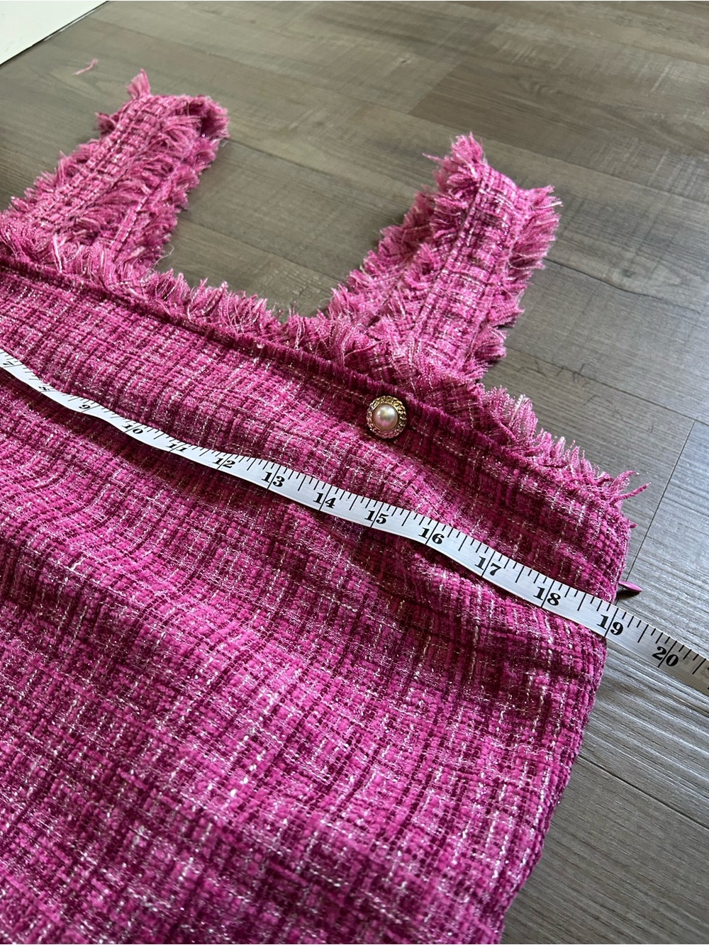 Entro Hot Pink Tweed Fringed Pinafore - Picture 3 of 4